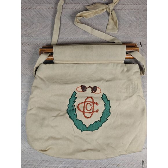 Vintage Oakmont CC Embroidered Golf Tote Bag Wooden Handle Adjustable Strap - Picture 8 of 8